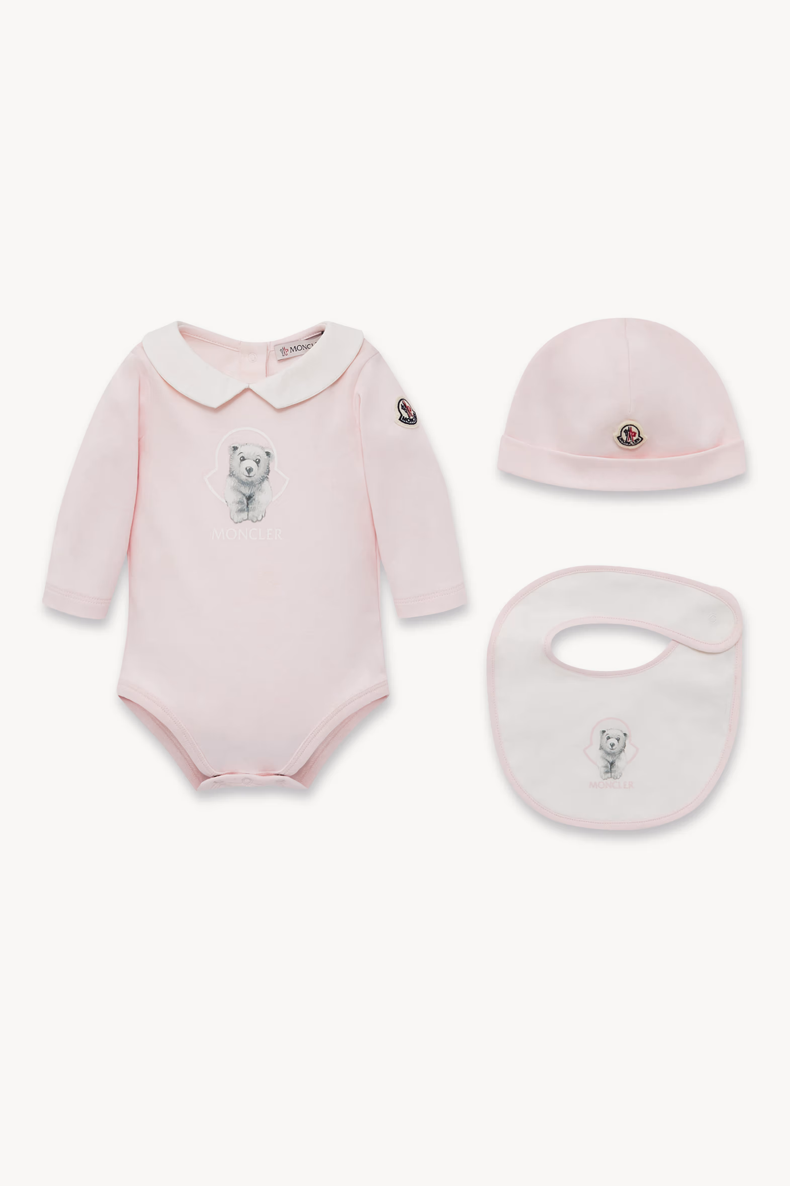 Teddy Bear Logo Cotton Set Girl Light Pink Moncler 0